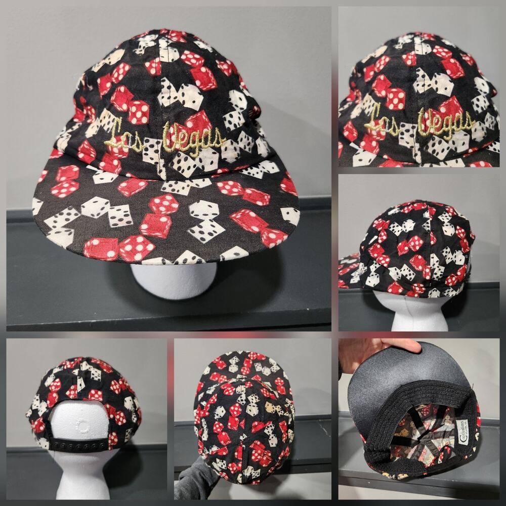 VTG 80s Las Vegas Gambling Dice Casino All Over Print‎ Snapback Hat Cap USA READ